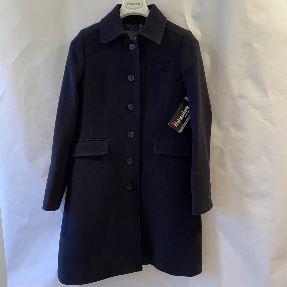 J. Crew Navy Double-Cloth Metro Coat w/Thinsulate
